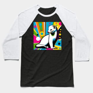 Pop Art Ermine - Sleek Winter Wildlife Baseball T-Shirt